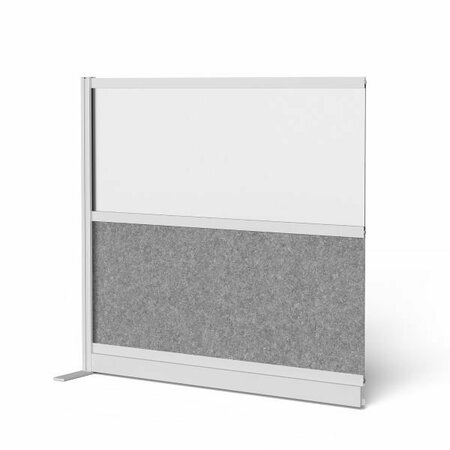 LUXOR Modular Wall Room Divider System - Silver Frame - 53in. x 48in. Add-On Wall - Wide Paneling MW-5348-XWCGWG